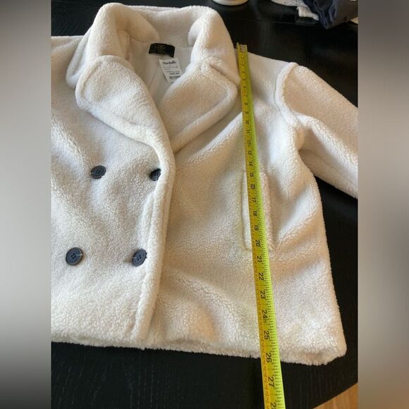 House of Harlow white ivory thick Faux Sherpa cropped double breasted Teddy coat - Picture 5 of 11